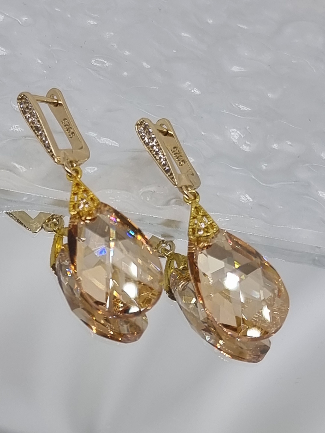 Серьги бижутерный сплав, кристаллы Swarovski