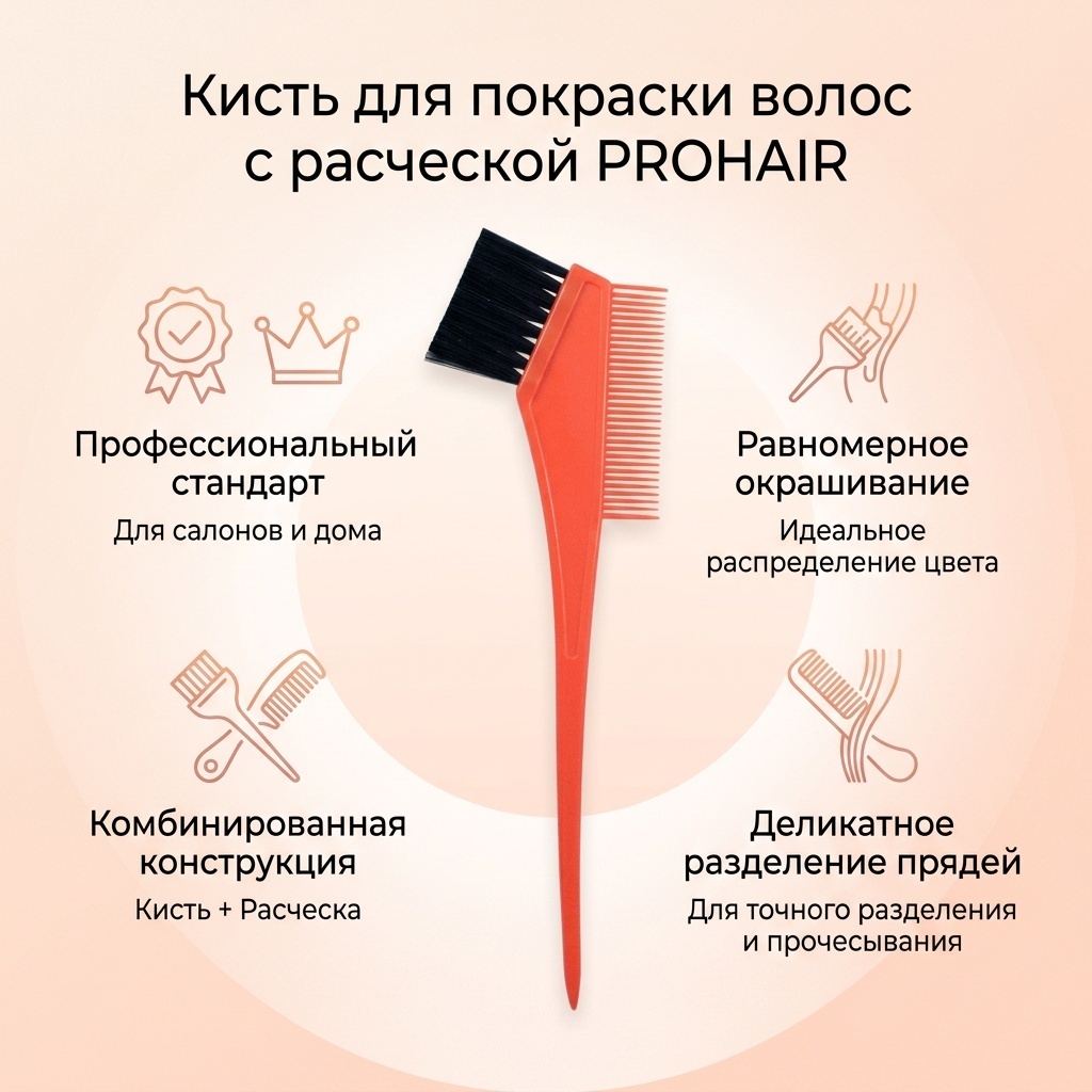 PROHAIR Кисть для покраски волос с расческой
