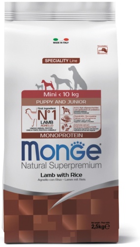 Monge Monoprotein Ягненок с рисом для щенков мелких пород 2.5 кг