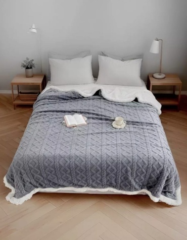 Плед FUR HOUSE 200х220 см, кашемир, светло - серый
