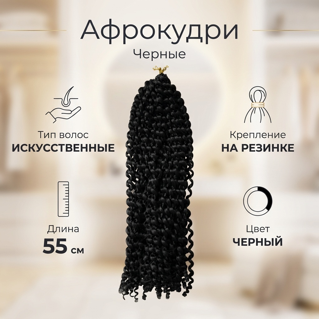 Афрокудри на резинке черный женский
