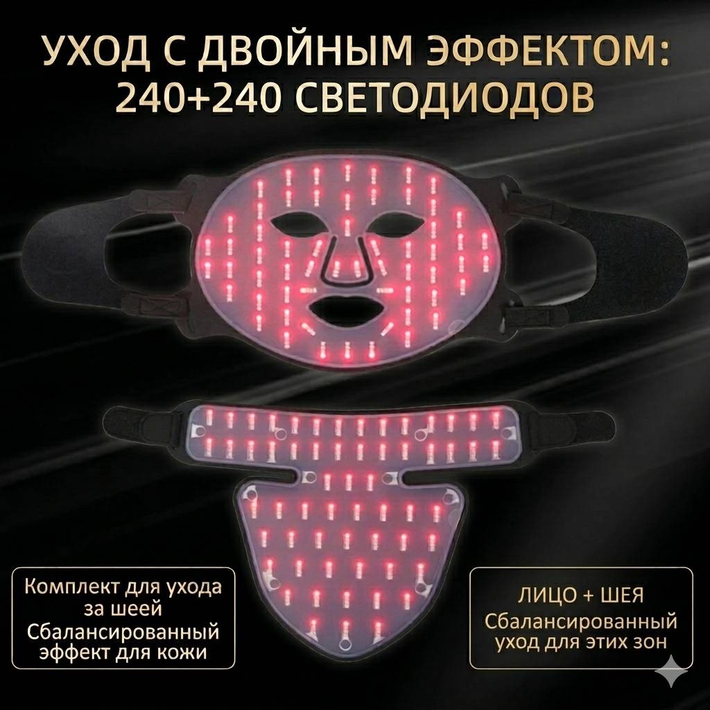 Инфракрасная лампа, аппарат светодиодной LED терапии, светодиодная маска для лица