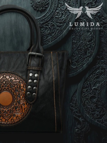 Сумка трапеция Lumida натуральная кожа черный