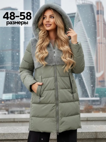 Пуховик зеленый