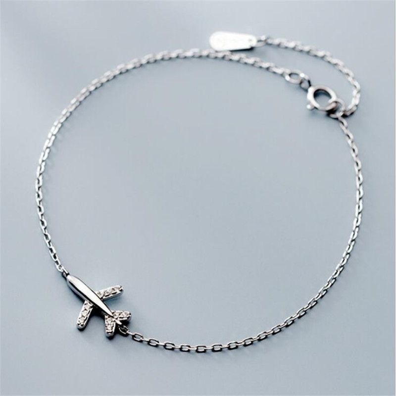 Accessories Самолетик браслет 017 длина 17 см, вес 1.2 г серебро, плетение якорное