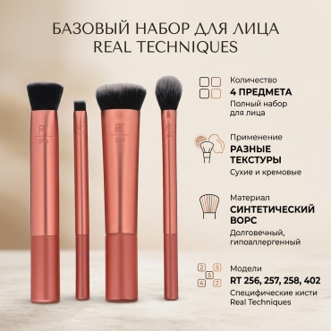 REAL TECHNIQUES Базовый набор для лица, набор из 4 предметов 4