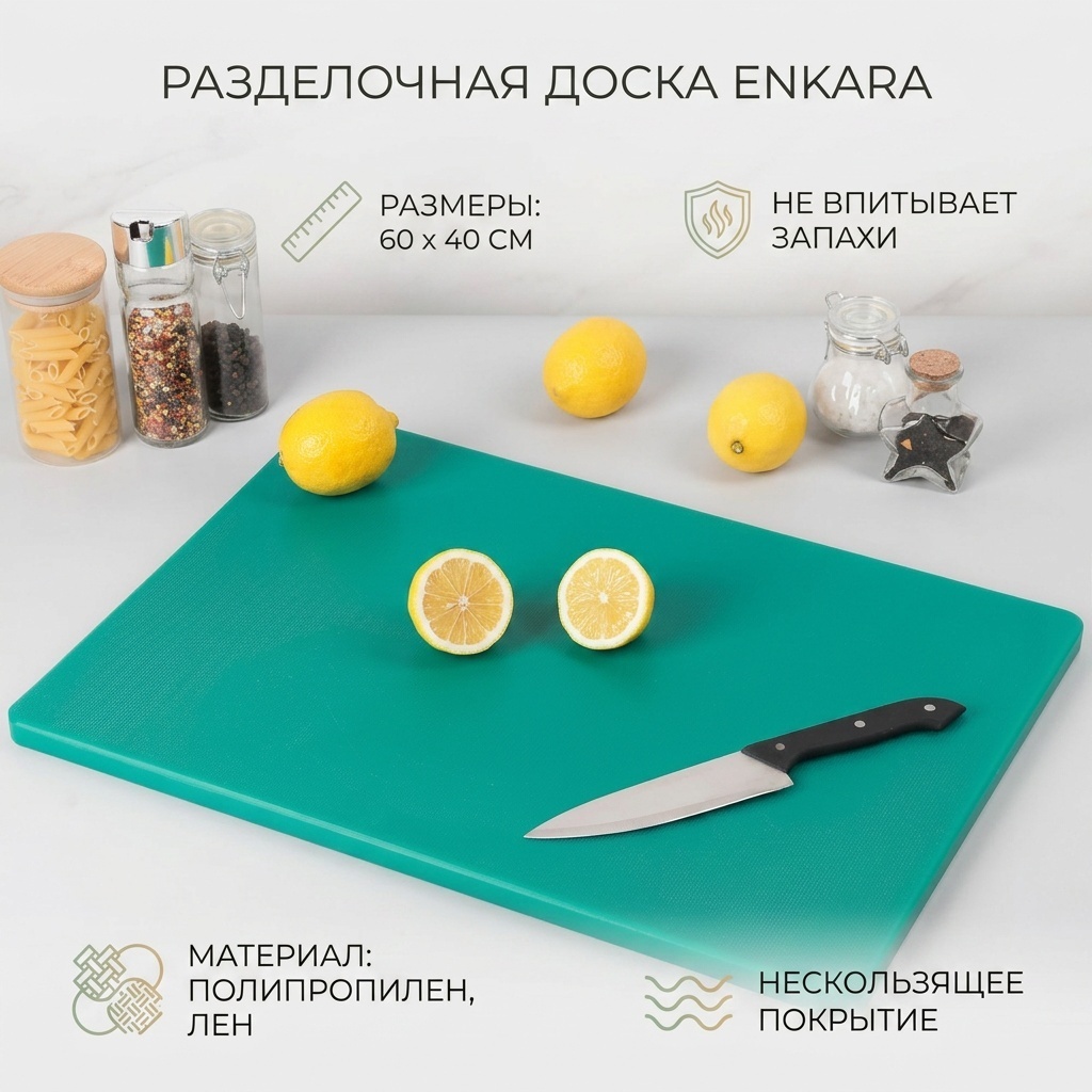 Разделочная доска Enkara 1 шт, полипропилен, лен