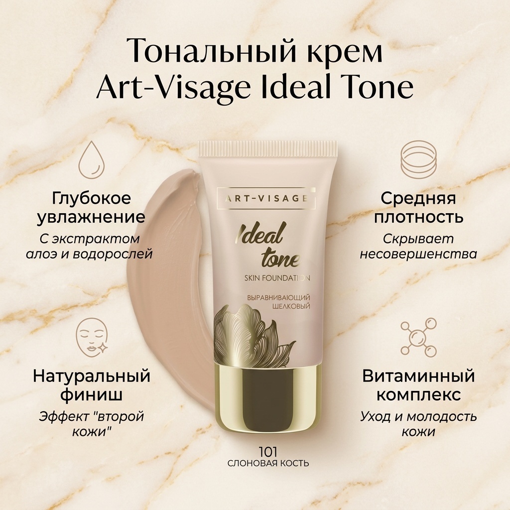 Art-Visage Ideal Tone тональный крем 101 слоновая кость 25 мл