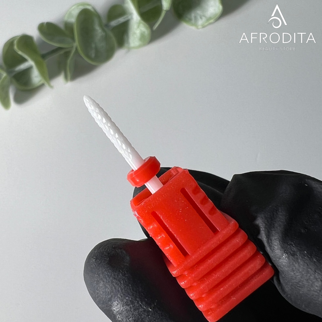 Насадка Afrodita керамическая фреза игла для маникюра и педикюра,красная 1шт. фреза игла насечка красная 1 шт