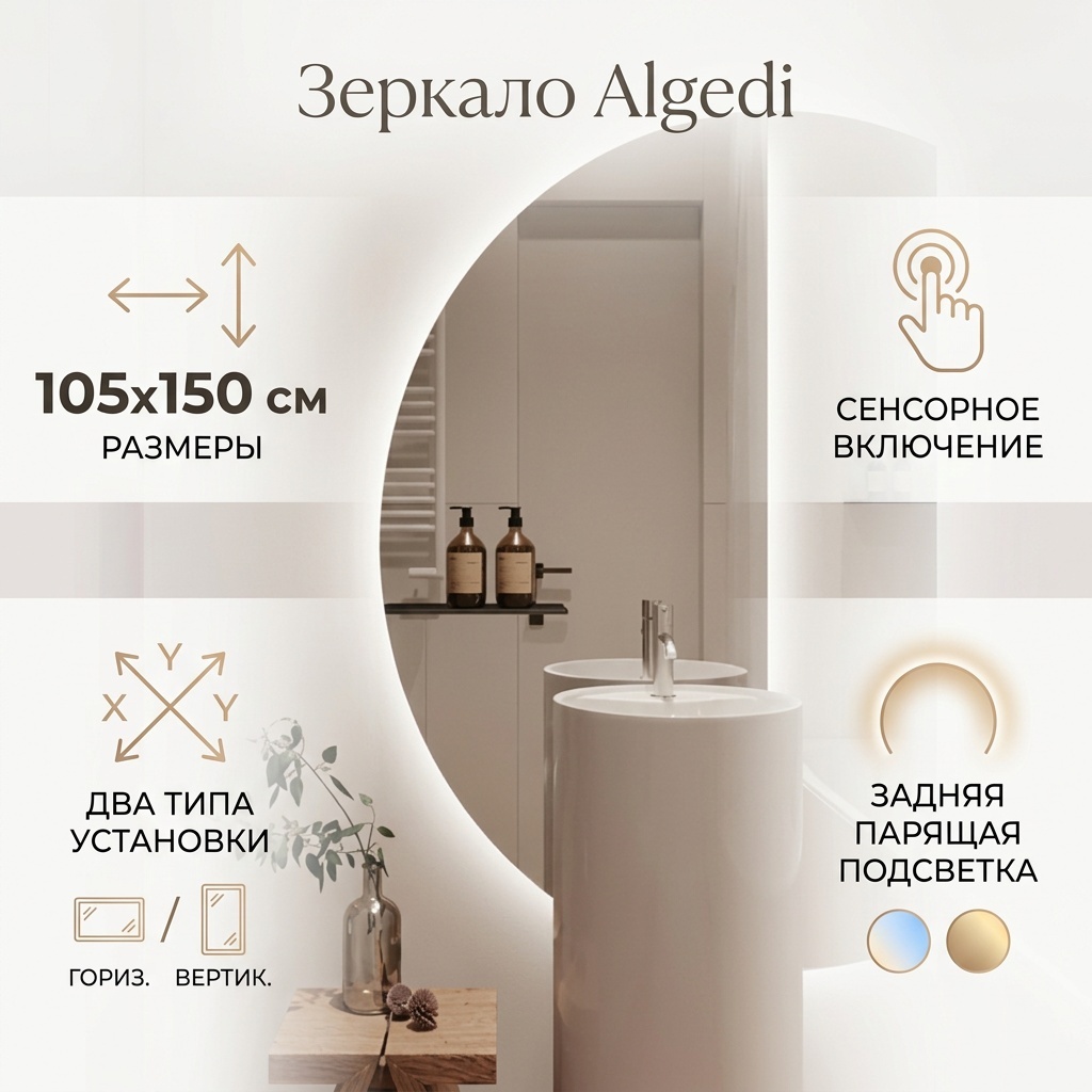 Зеркало настенное 105x150 см