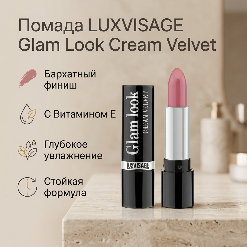 LUXVISAGE Glam Look Cream Velvet помада 307 Клеверный сироп
