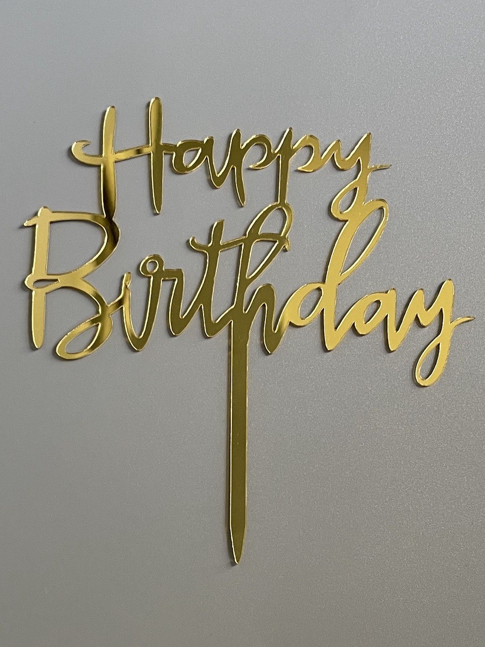 Топпер для торта "Happy Birthday" на палочке, золото топперы для торта 1 шт
