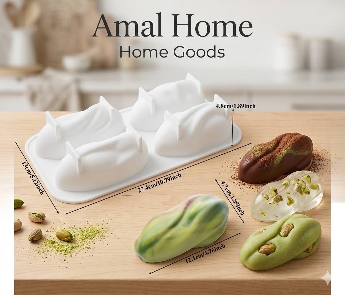 Amal Home для десерта, для шоколада В виде фисташки, 4 ячеек , силикон