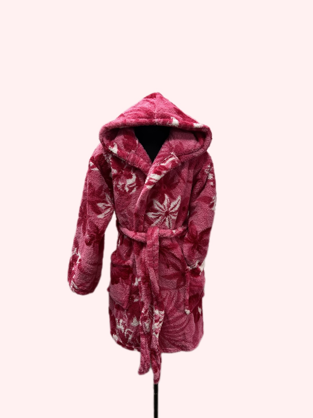 Флисовый халат Ebru белый, розовый