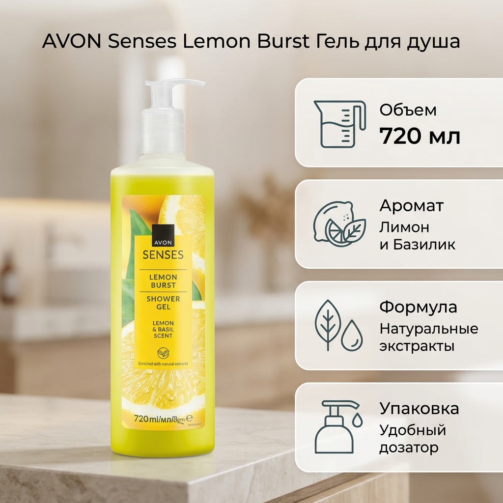 Avon Senses Lemon Burst гель для душа гель 720 мл