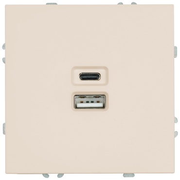 Розетка USB STEKKER Розетка 2-местная USB + Type C, STEKKER, 250В, 20W, серия Эмили, кашемир, soft touch 49905, кашемир