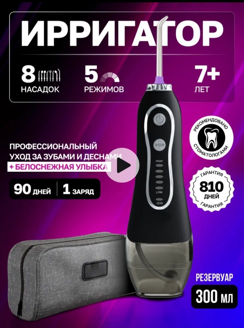 Ирригатор 34656897 импульсный, портативный