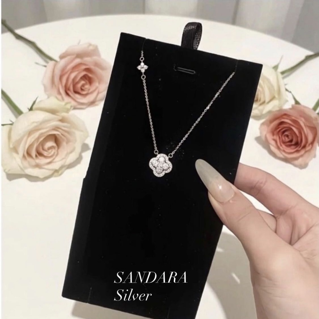 Колье SANDARA silver “Клевер» серебро 925, цирконы, 45 см, 2.3 г