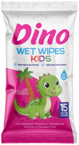 Влажные салфетки Dino Антибактериальные влажные салфетки 15 шт 15 шт