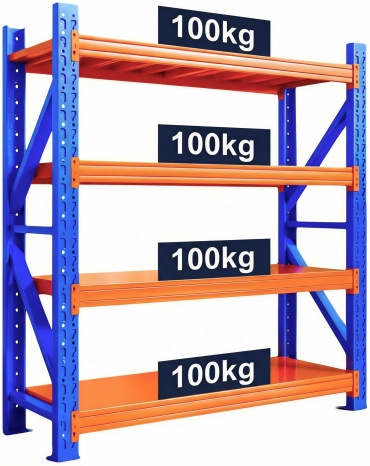 Стеллаж напольный Hausberg HB34-100-10050200BL, 100x50x200 см, синий, оранжевый
