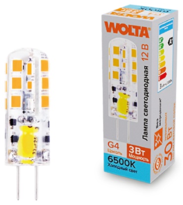 Wolta 3W G4, светодиодная, холодный белый