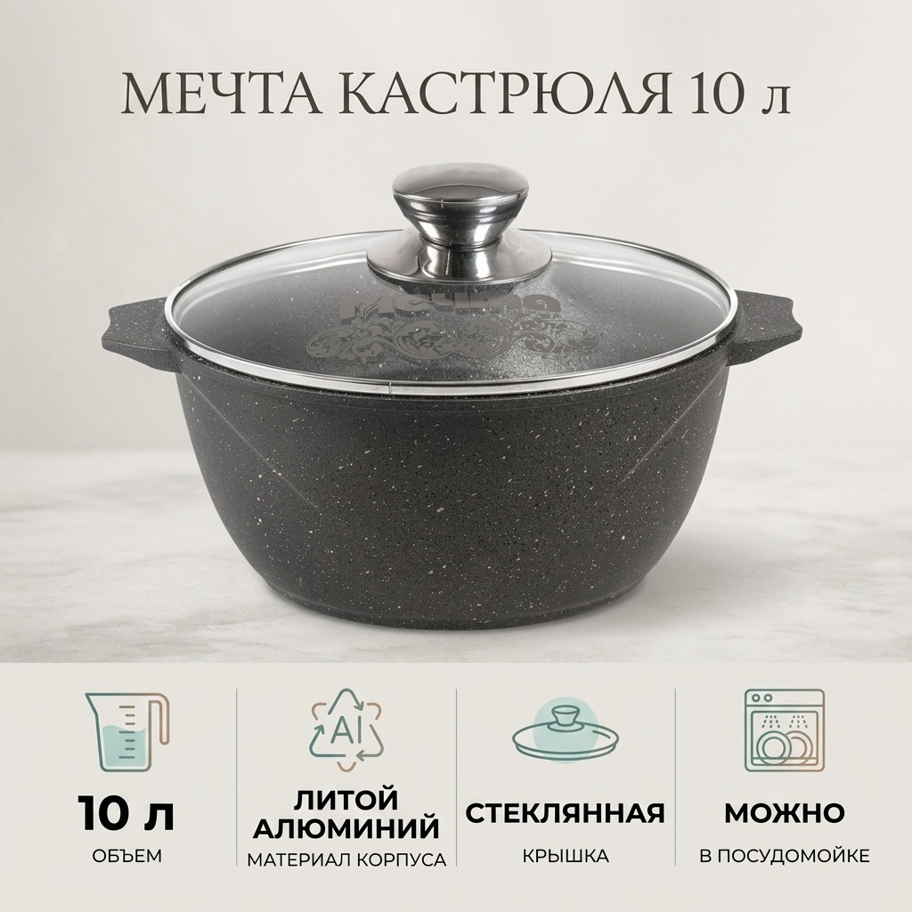 Кастрюля 10 л, Мечта 410701 алюминий