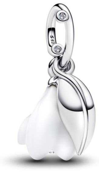Шарм PANDORA «Подснежник» 794239C01 вес 2.2 г серебро, цирконий, муранское стекло