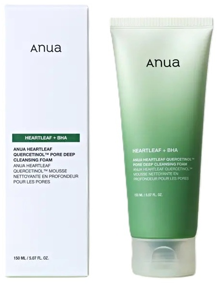 Anua Heartleaf + BHA Qoercetinol Pore Deep Cleansing Foam Пенка для Глубокого Очищения Кожи с Центеллой 150ml пенка 150 мл