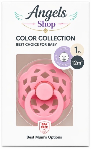 Пустышка angels shop Mumlove S-21 12+ Pink паутина, 1 шт, розовый