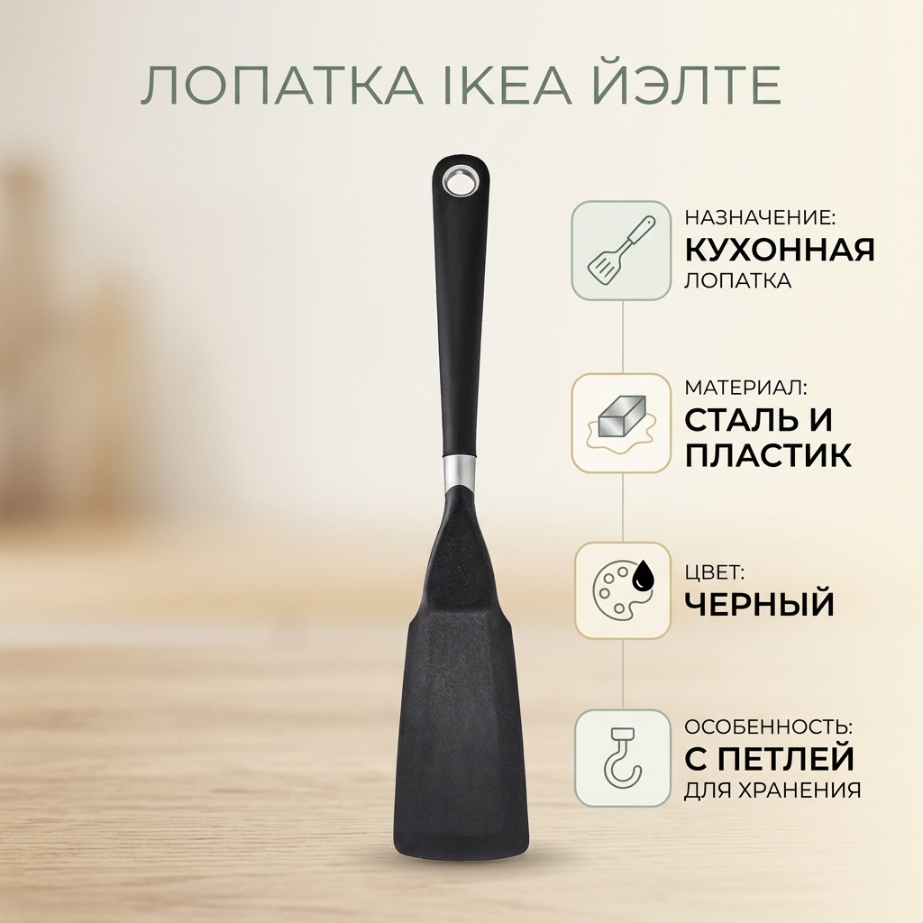 Лопатка IKEA нержавеющая сталь, пластик, 1 шт