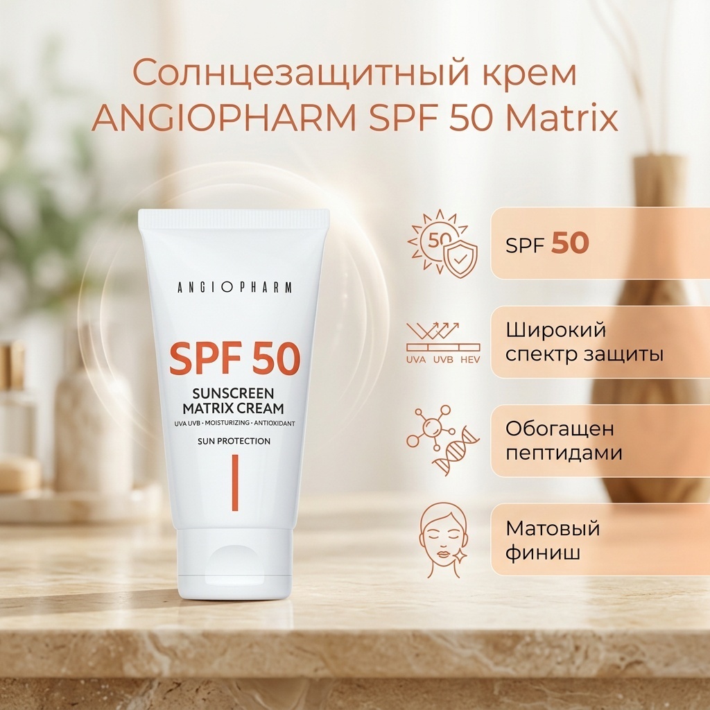 ANGIOPHARM крем SPF MATRIX 50 для лица, для зоны декольте 50 мл