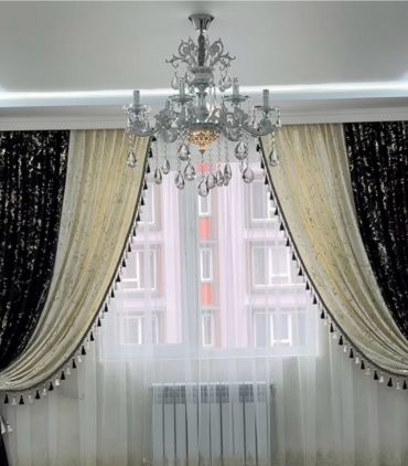 Комплект 400x280 см 3 шт, бархат, белый, черный