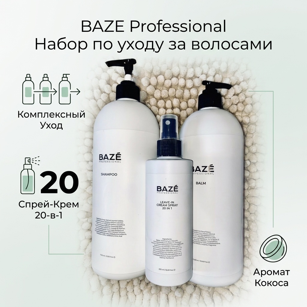 BAZE Professional Shampoo Spray Balm набор по уходу за волосами унисекс