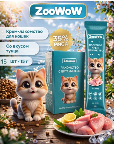 ZooWoW пюре тунец 15 г 15 шт