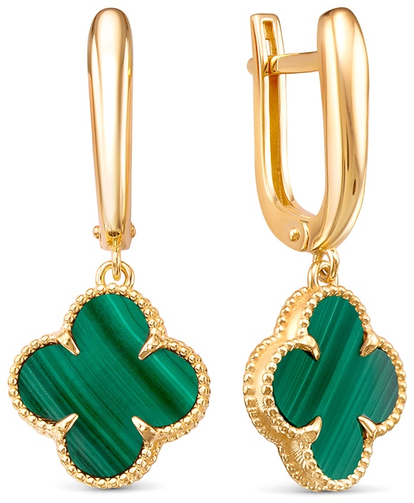 Серьги Lucente EAR-LU-585-240575 вес 4.05 г золото, малахит