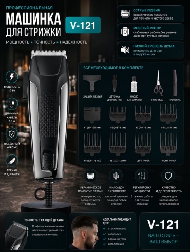 LUVAN набор для стрижки V-121 черный