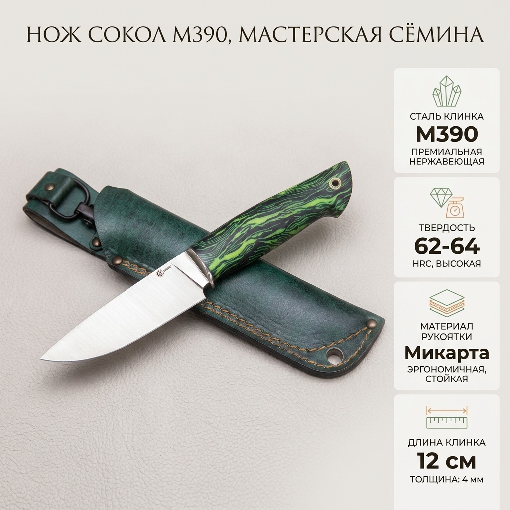 Нож разделочный Мастерская Сёмина, лезвие: нержавеющая сталь 1 шт