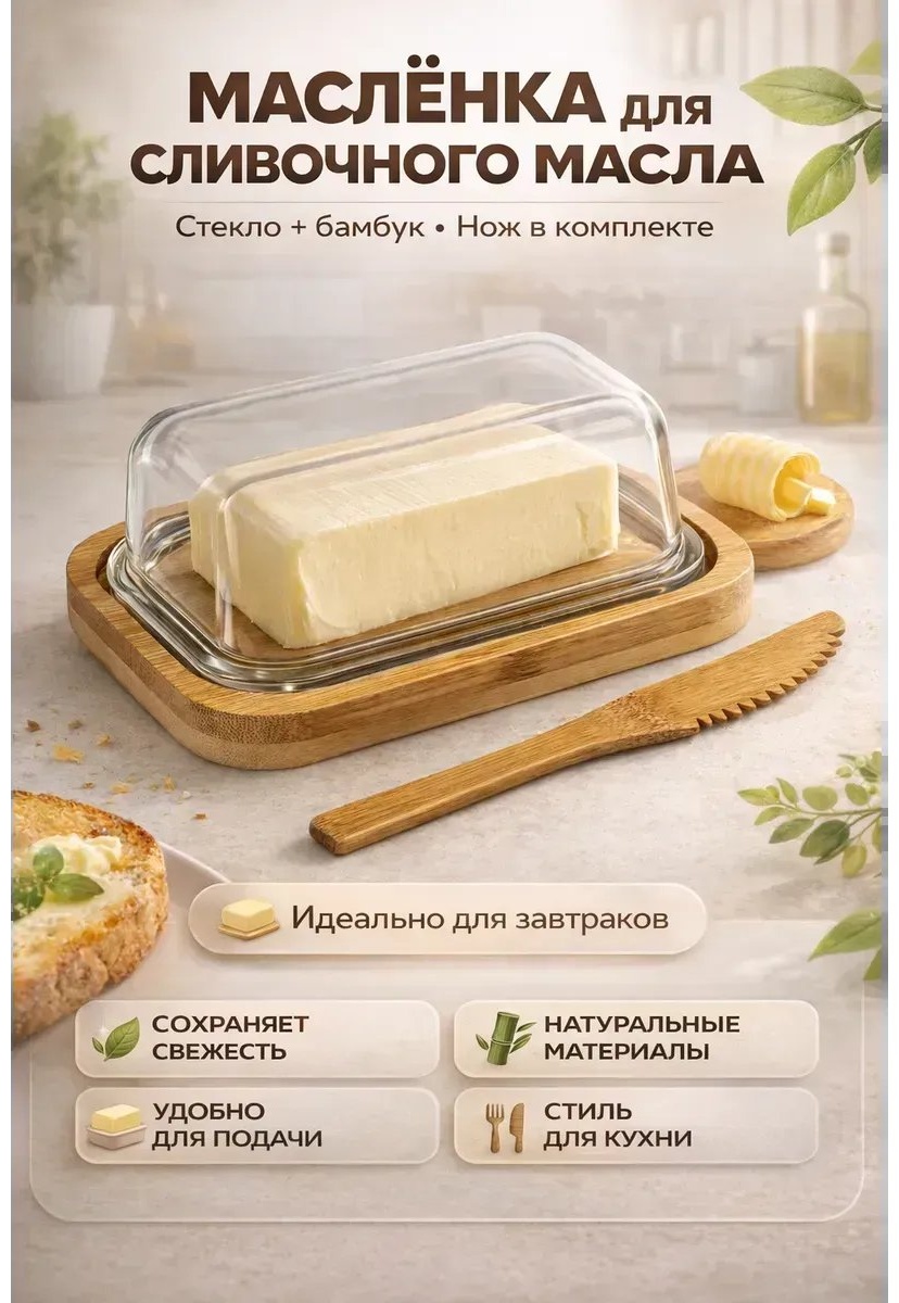 Масленка 829381255 квадратная 1 шт, дерево