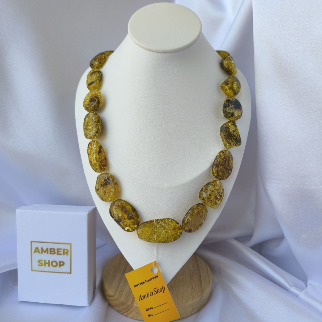 Бусы AmberShop длина 60 см натуральный янтарь янтарь