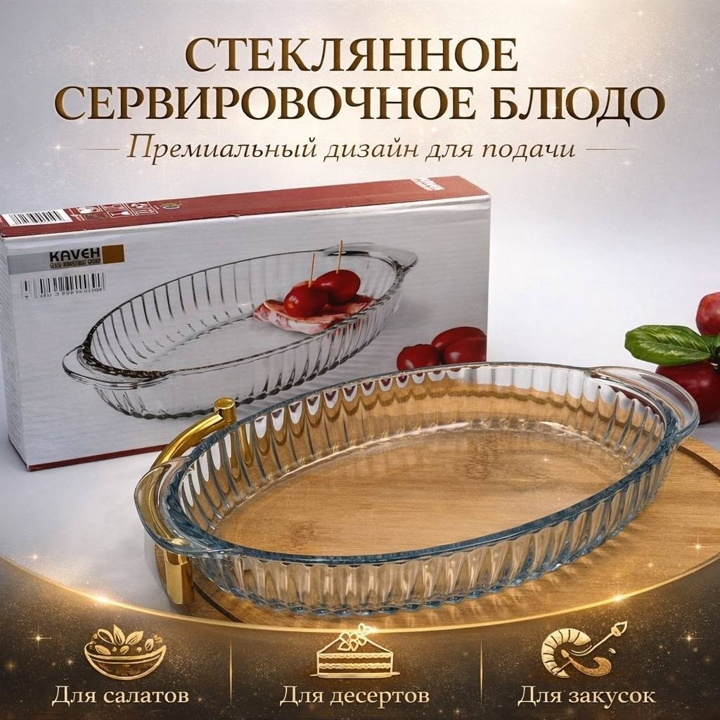 Форма для выпечки, для запекания, для хлеба SAGADAT стекло, 1 шт