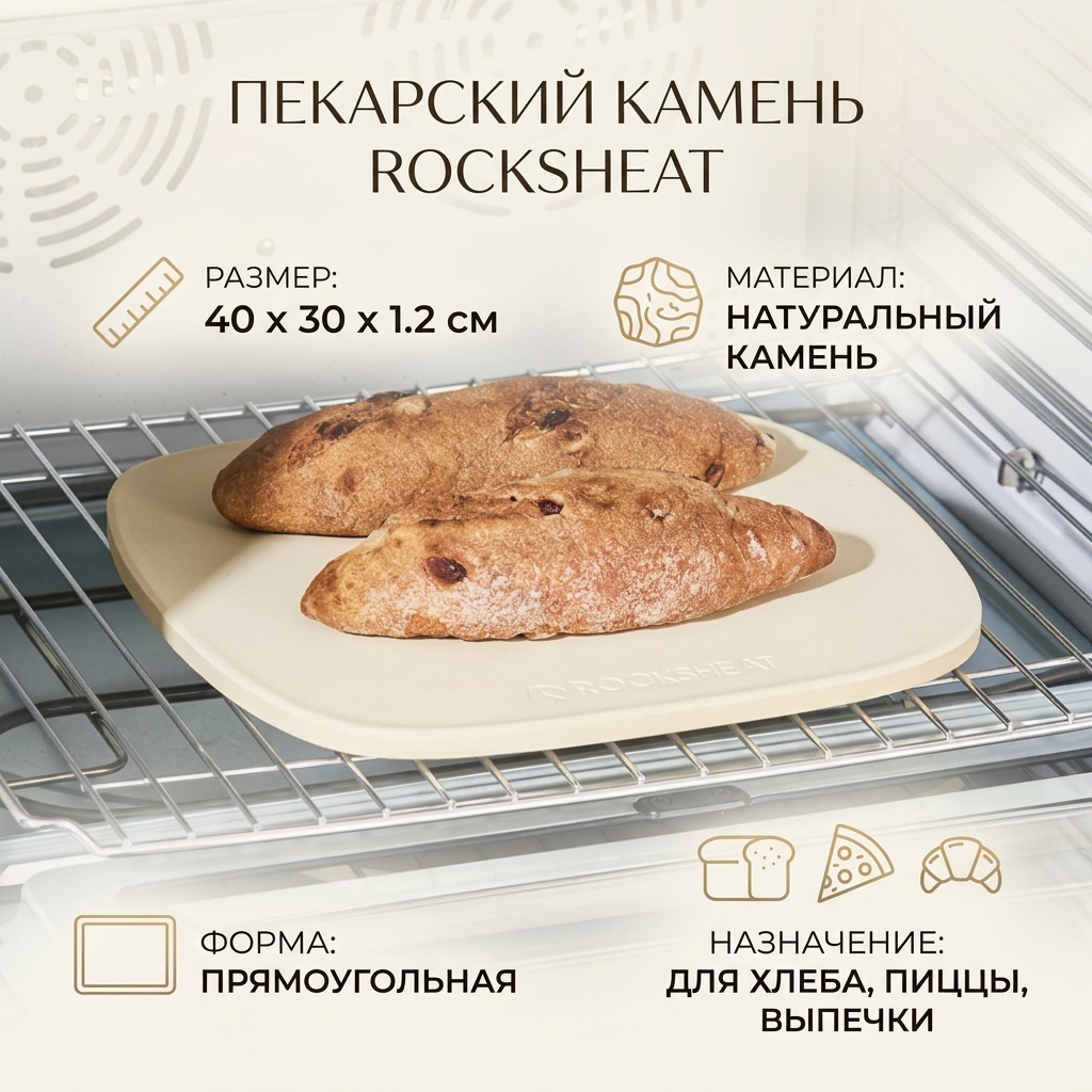 Камень для выпечки, для пиццы, для хлеба натуральный камень, 1 шт