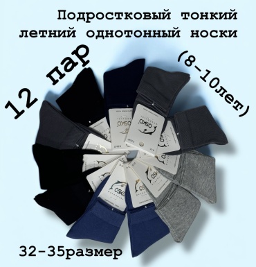 Носки SPEED WIN 4733 12 пар черный, синий, серый 32-35