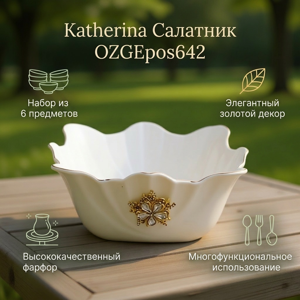 Салатник Katherina Classic 16х16 см, фарфор, 6 шт