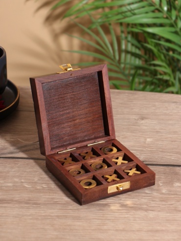 Настольная игра Настольная игра «Крестики-нолики», 1010 см, дерево шишам, латунь