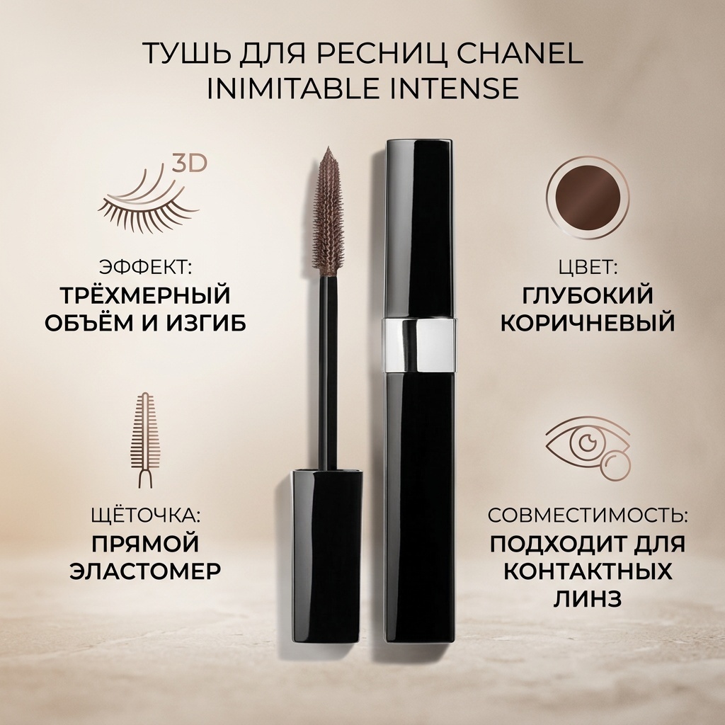Тушь для ресниц CHANEL INIMITABLE INTENSE для объема, подкручивающая коричневый