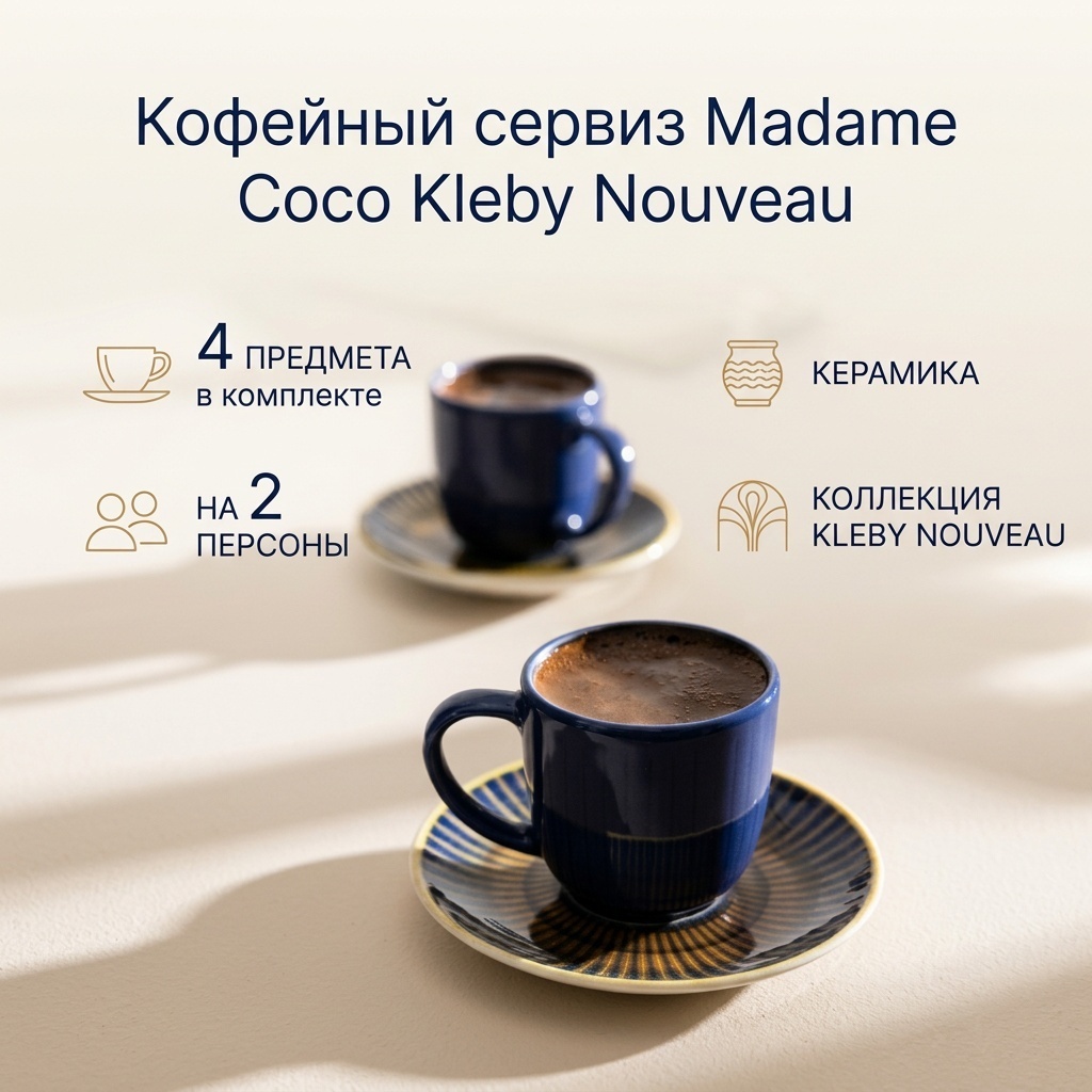 Сервиз на 2 персоны Madame Coco Kleby Nouveau, предметов: 4, кофейный, керамика