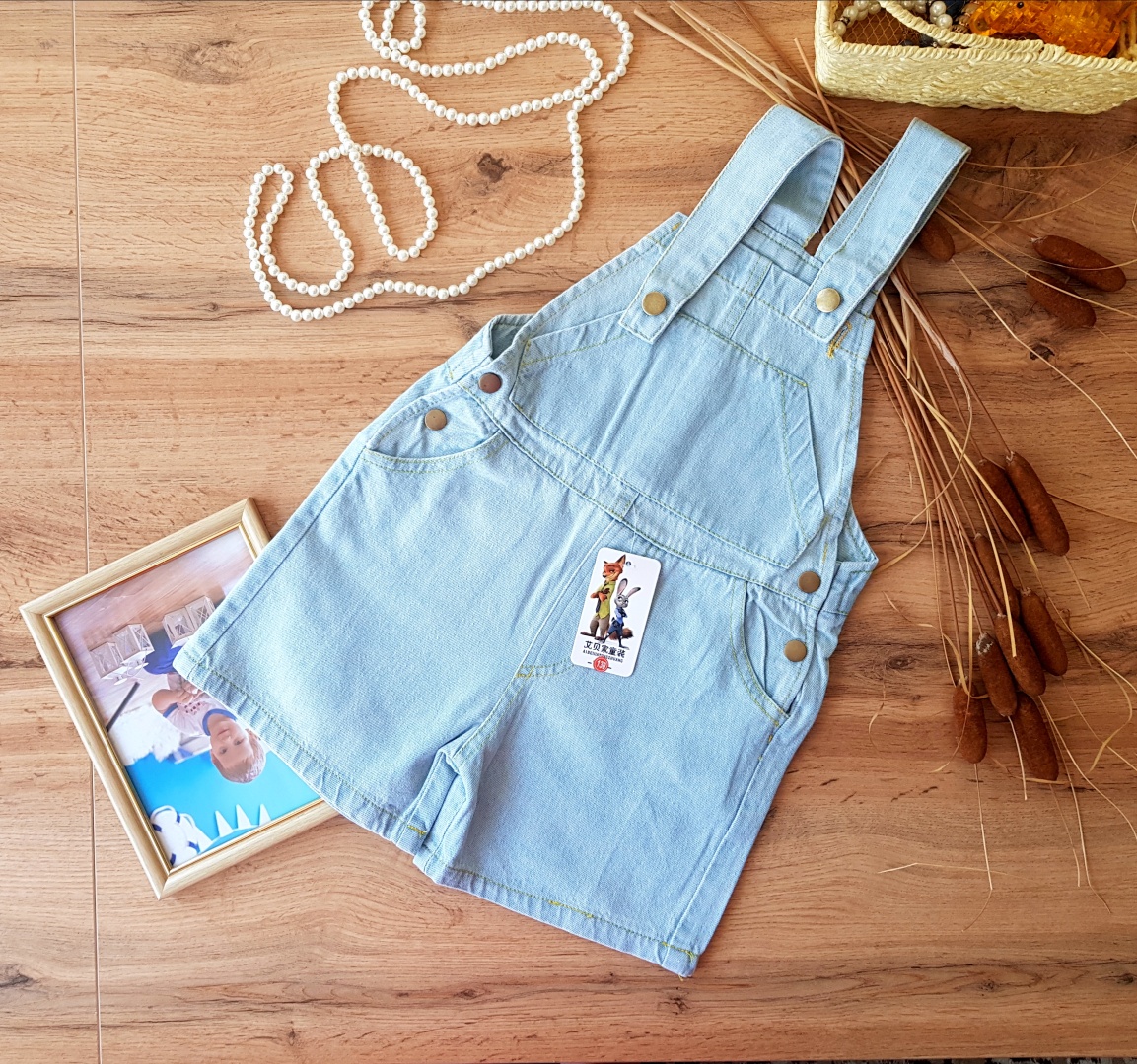 Комбинезон с шортами голубой