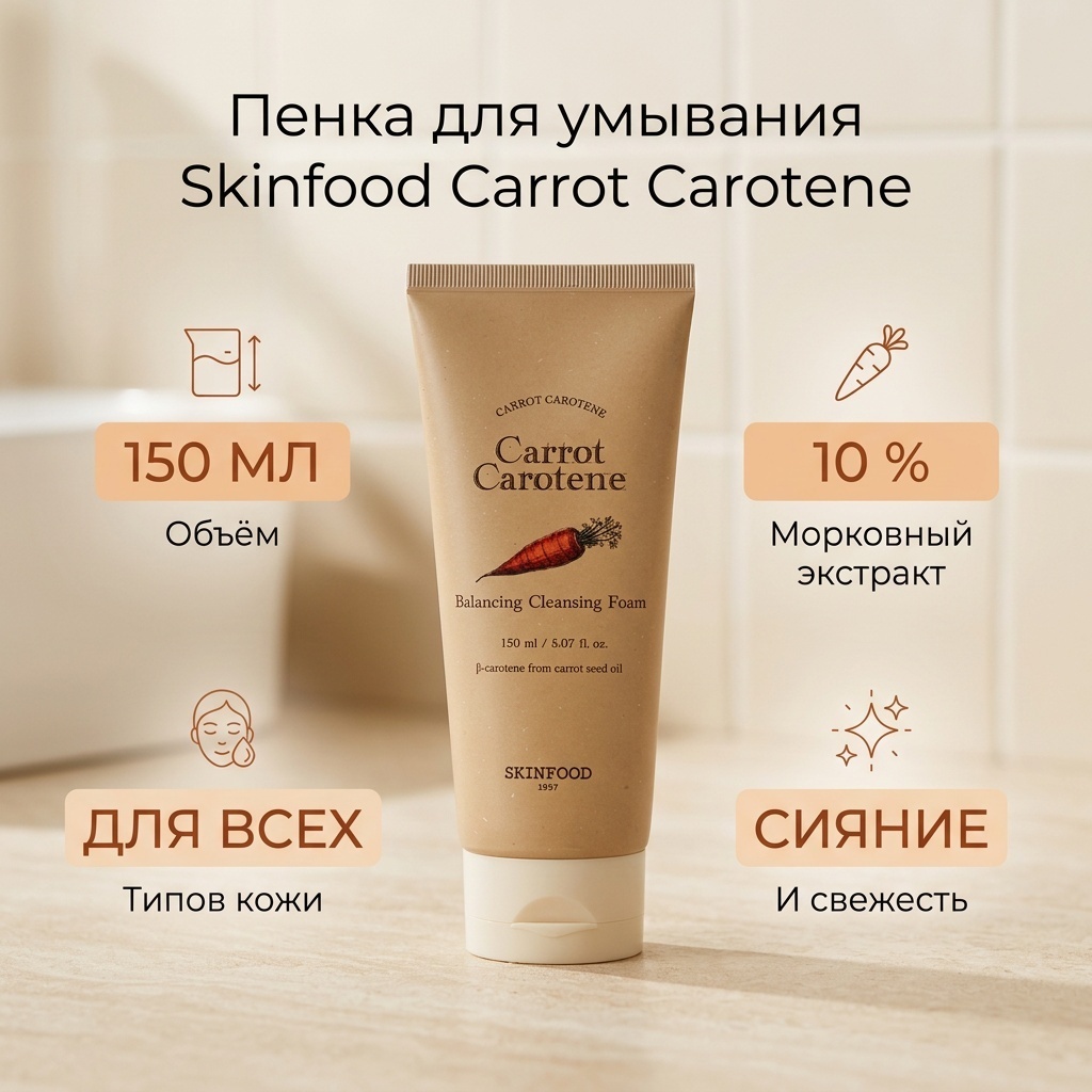 Skinfood Carrot Carotene Balancing Cleansing Foam пенка 150 мл