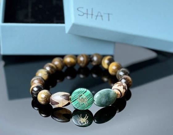 SHAT длина 18.5 см натуральный камень, агат, тигровый глаз, яшма