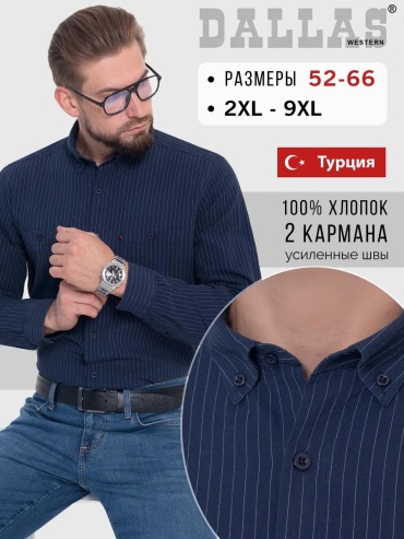 Рубашка прямая Dallas Jeans синий